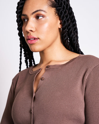 JAN'N JUNE- GLIMT Crewneck Cardigan | Clay