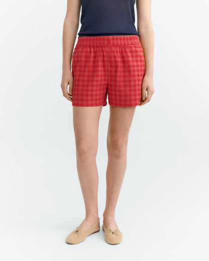 Thinking Mu - Geraldine Seersucker Shorts | Red
