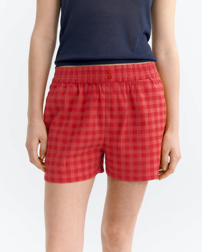 Thinking Mu - Geraldine Seersucker Shorts | Red