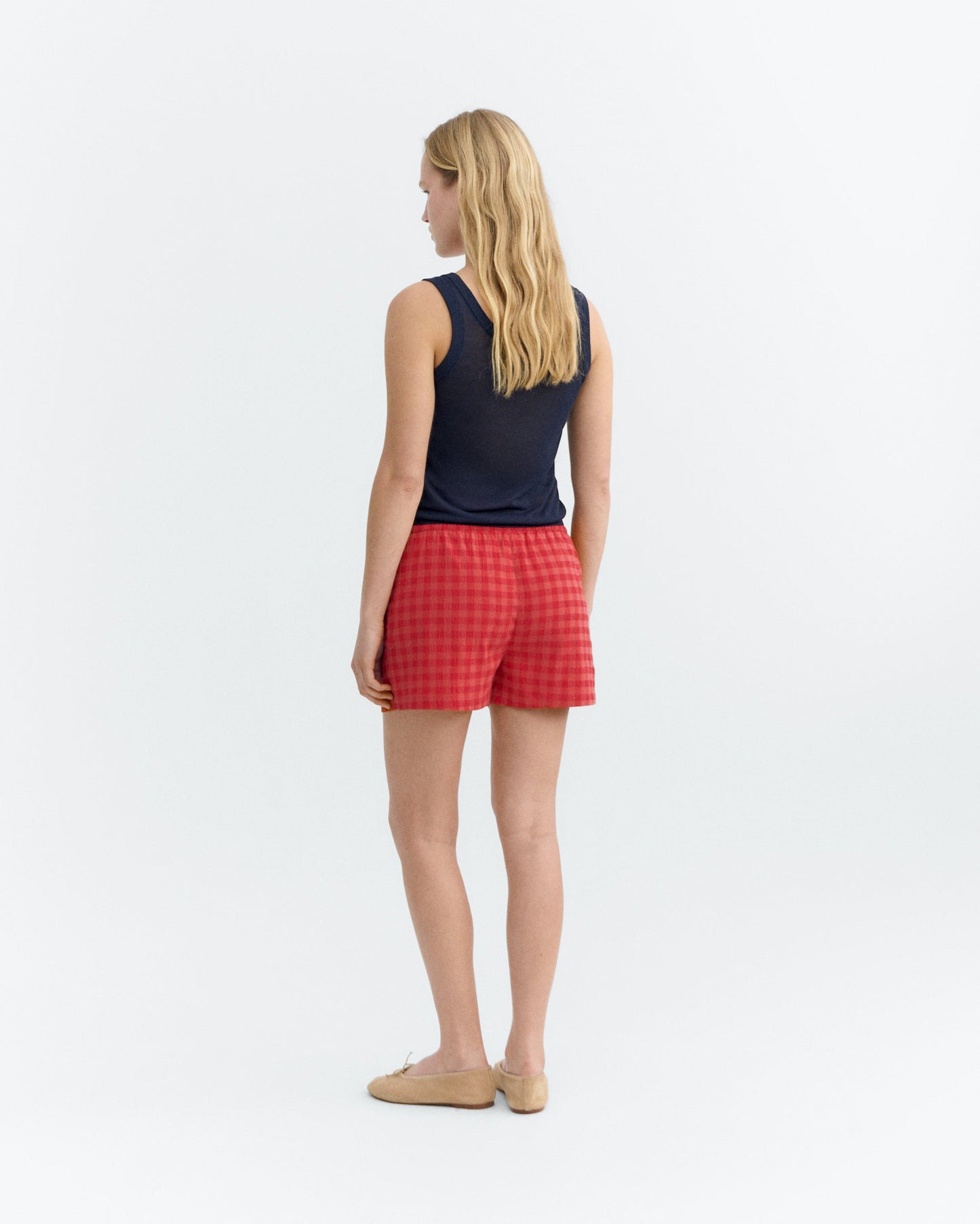 Thinking Mu - Geraldine Seersucker Shorts | Red
