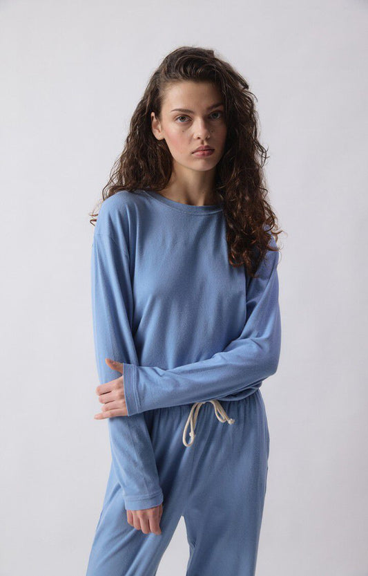 American Vintage - YPAWOOD Longsleeve Blue Melange