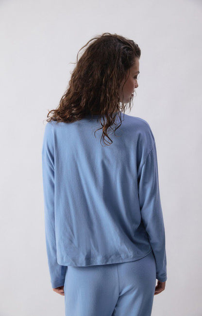 American Vintage - YPAWOOD Longsleeve Blue Melange